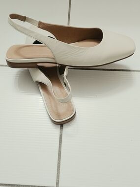 New Rare Simons Women’s Beige Slingback Ballet Flats, Sz 38